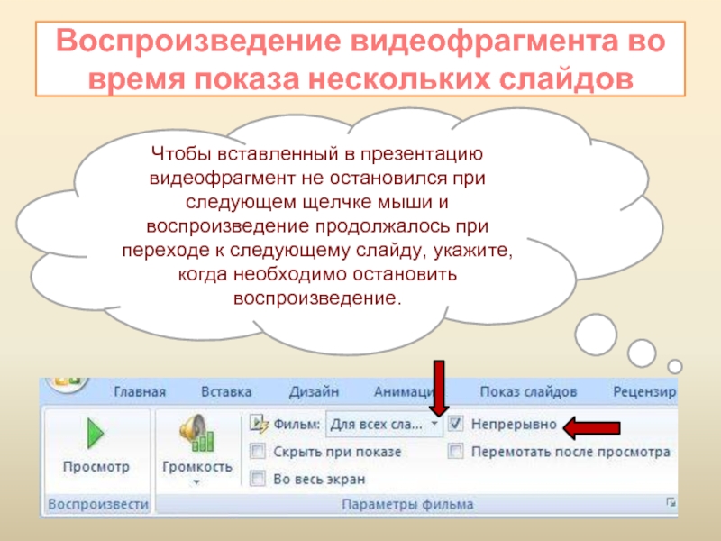 Воспроизведение презентаций. Воспроизведение на слайде. Видеофрагменты определение. Видеофрагменты.