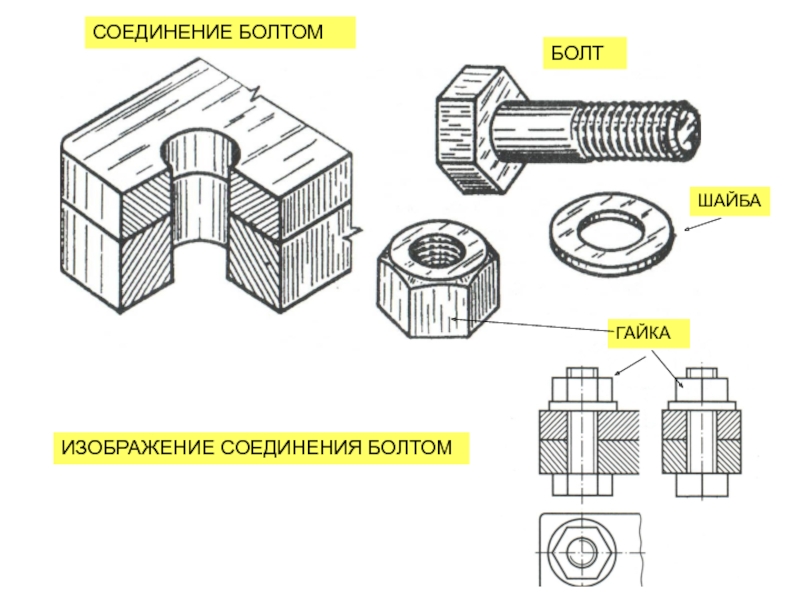 Болт с гайкой чертеж