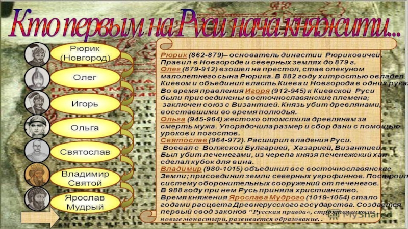 Результаты деятельности ольги. Реформы князей древней Руси таблица.