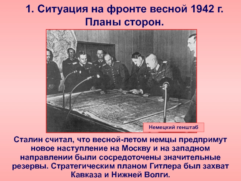 Ситуация на фронте весной 1942 года планы сторон