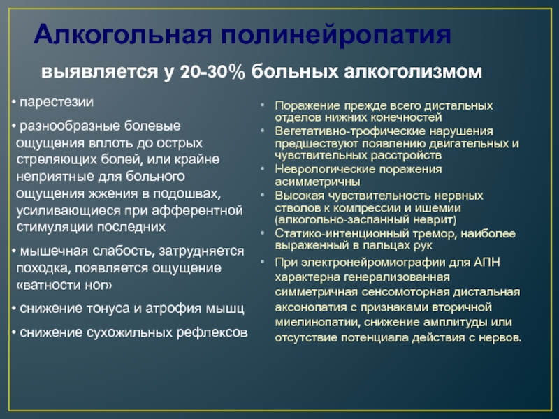 Алкогольная полинейропатия нижних конечностей карта вызова смп