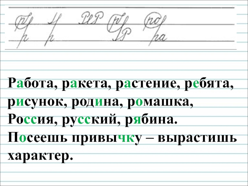 Минутки чистописания в 3 классе по русскому языку презентация