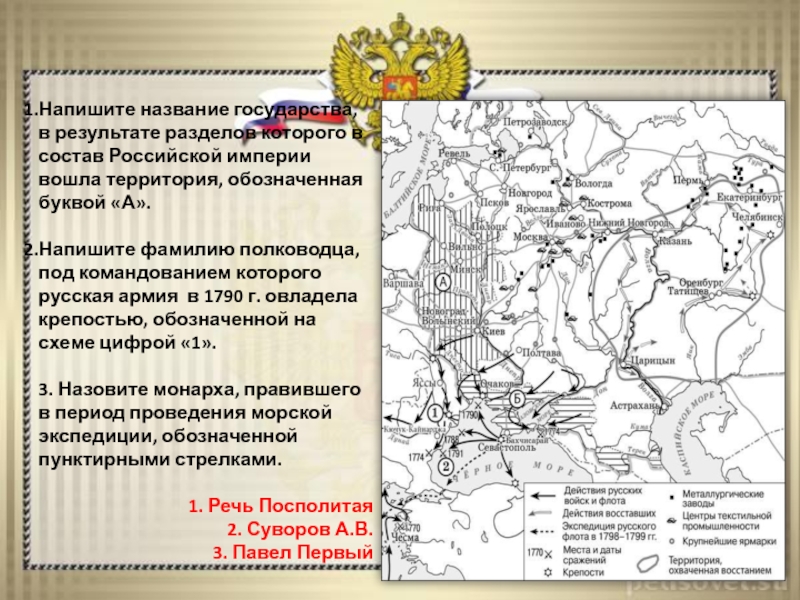 В каком году в состав российского государства вошел город обозначенный на схеме цифрой 1