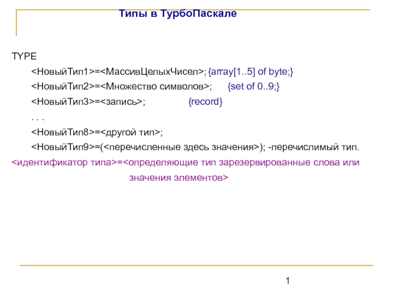 Типы в турбо Паскале