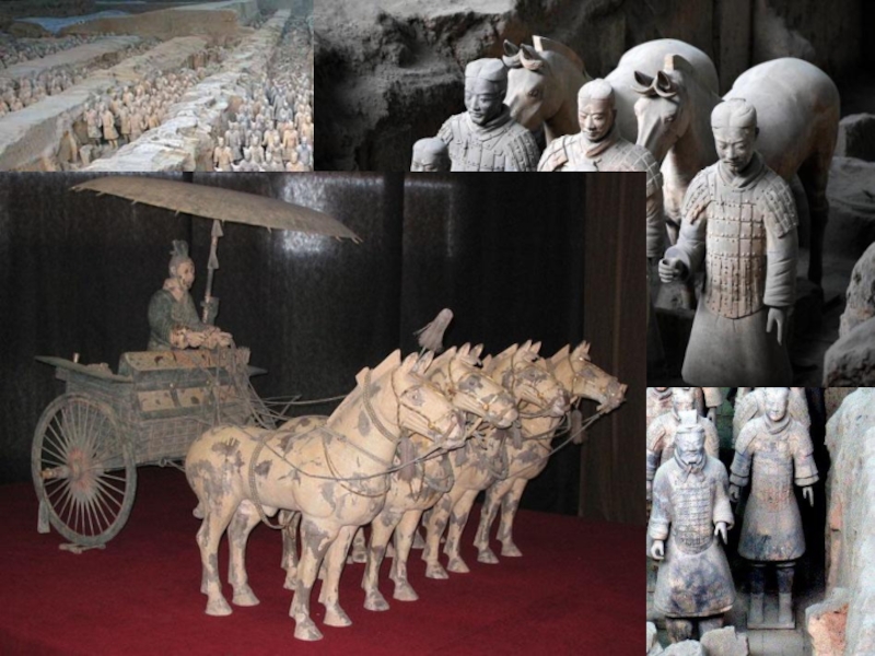 Терракотовая армияпринятое название захоронения по меньшей мере 8099 полноразмерных терракотовых статуй китайских воинов и их лошадей у мавзолея императора Цинь