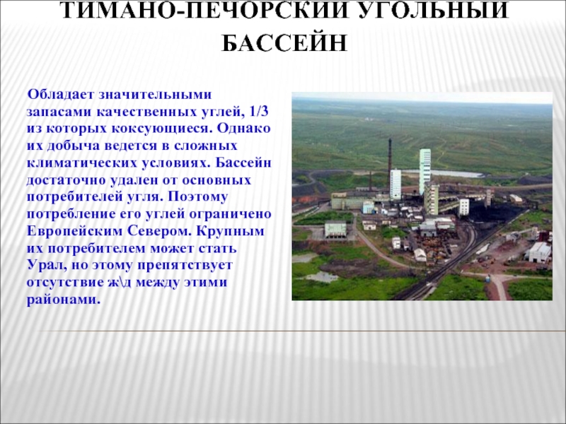 Вид и качество угля печорского каменноугольного бассейна по плану