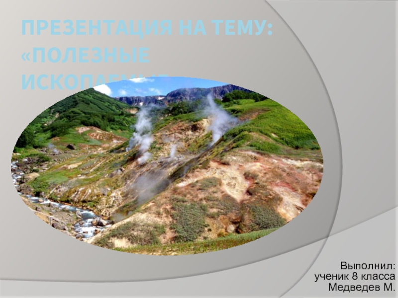 Презентация на тему: «Полезные ископаемые»Выполнил:  ученик 8 класса Медведев М.