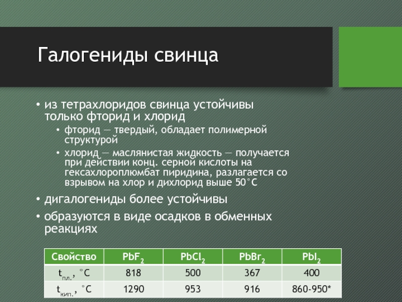 Свинец подгруппа. Галогениды свинца. Галогенид алюминия. Галогениды свинца 2. Тетрахлорид олова.