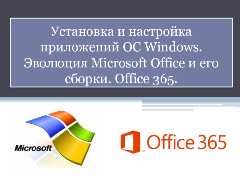 Презентация Установка и настройка приложений ОС Windows. Эволюция Microsoft Office и его