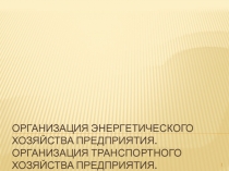 Организация энергетического хозяйства предприятия. Организация транспортного