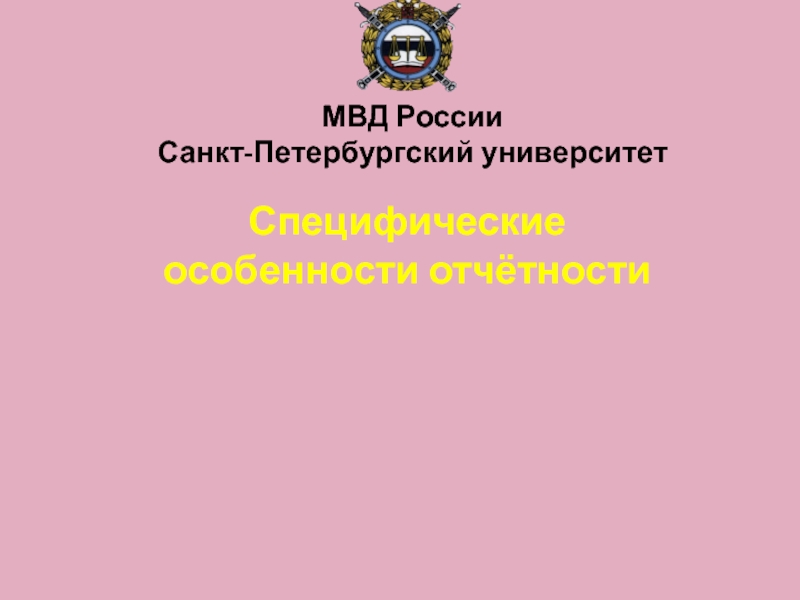  Специфические особенности отчётности