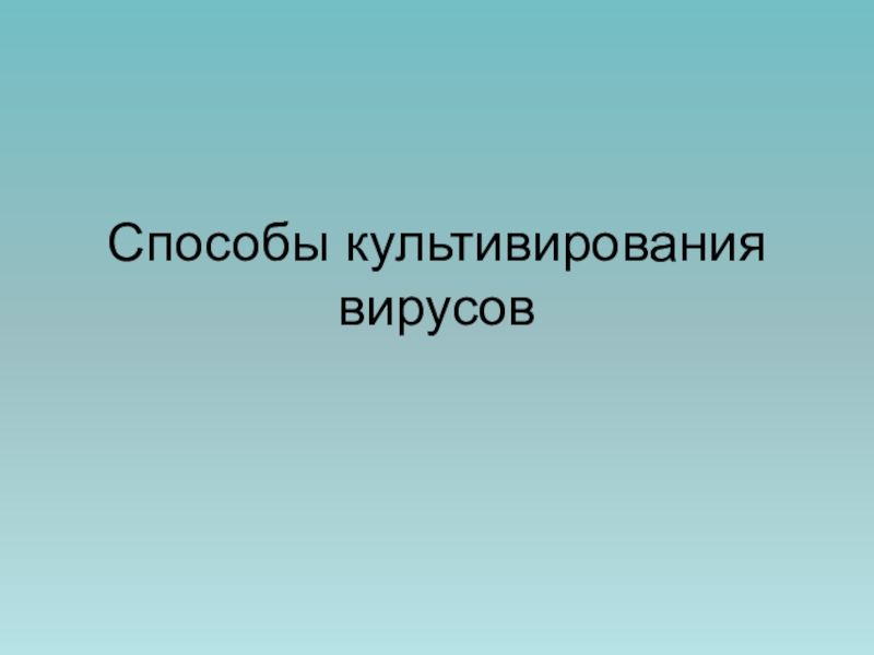 Презентация Способы культивирования вирусов