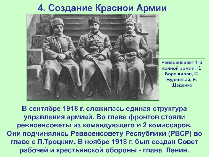 Создание красной. Состав красной армии 1918. Реввоенсовет Республики РВСР руководитель. Реввоенсовет Республики в 1918 г возглавил. Структура красной армии.