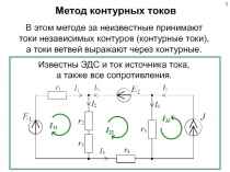 В этом методе за неизвестные принимают токи независимых контуров (контурные