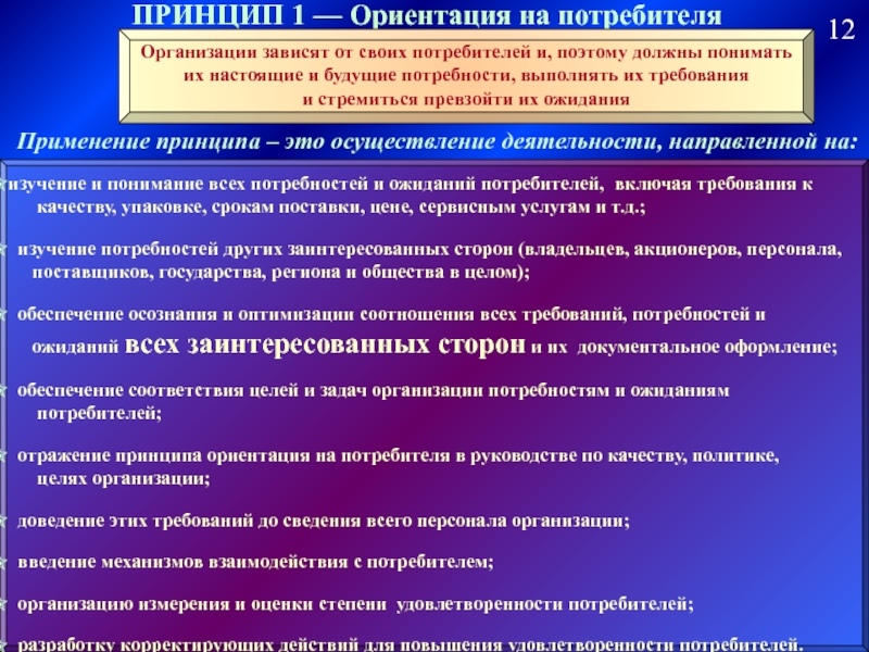 Принцип ориентация на потребителя. Принцип 1 . ориентация на потребителя. Принцип СМК «ориентация на потребителя» подразумевает:. Принцип ориентация на потребителя обозначает.