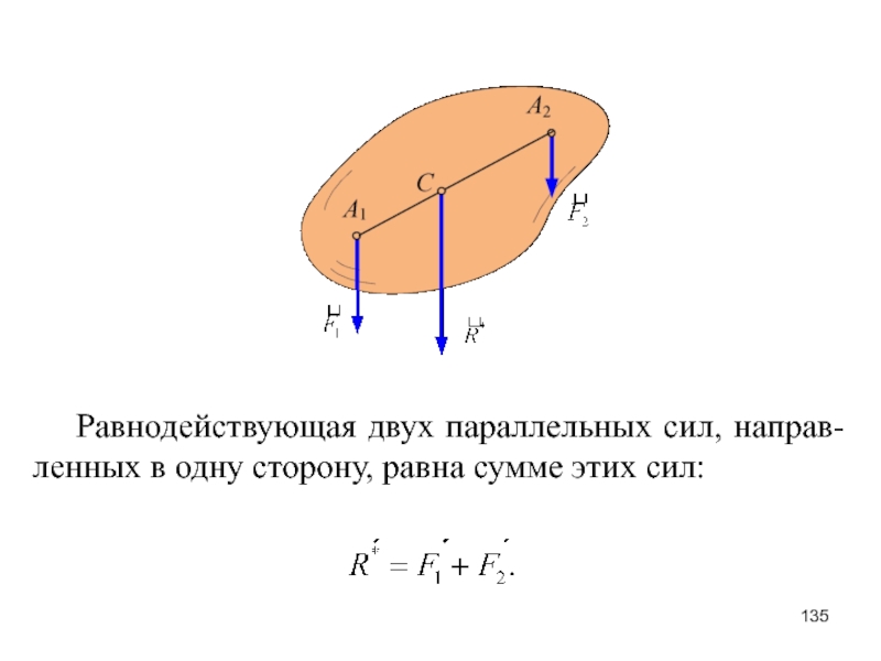 Равнодействующая 2 сил. Сложение двух параллельных сил теоретическая механика. Равнодействующая двух параллельных сил. Равнодействующая системы параллельных сил. Система двух параллельных сил.