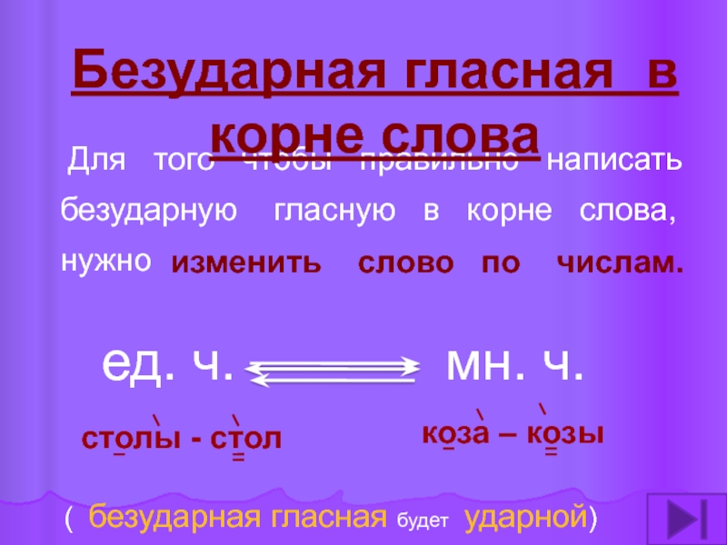 Слова не меняющие число. Числа безударные гласные.