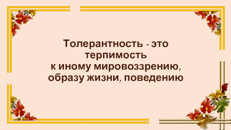 Терпимость к иному мировоззрению образу