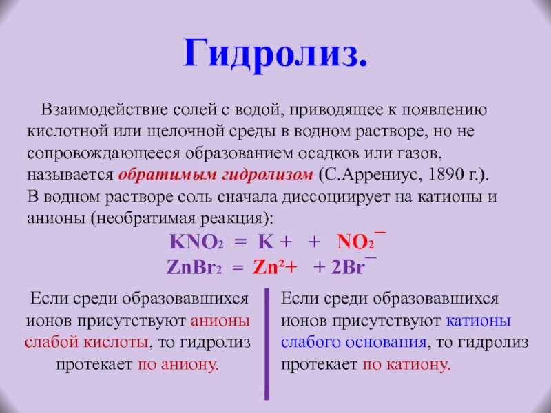 Гидролиз солей презентация 9 класс химия