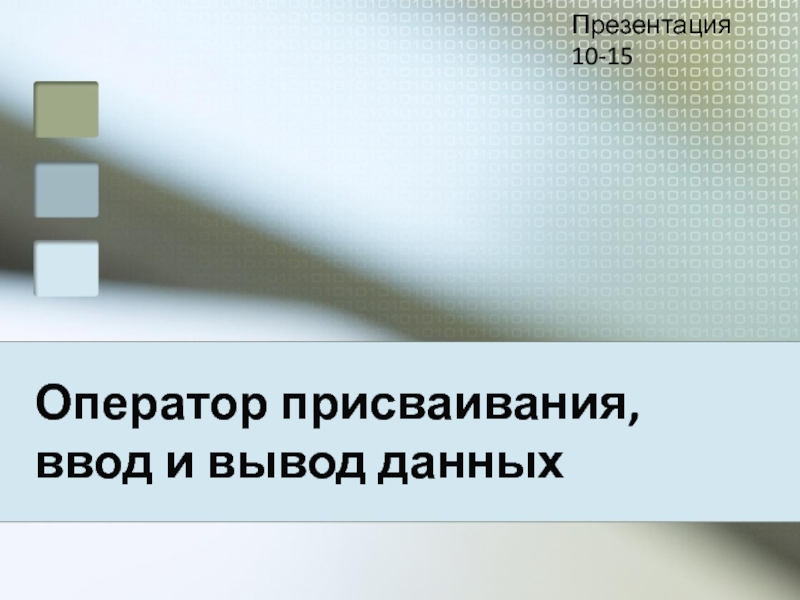 Оператор присваивания, ввод и вывод данных