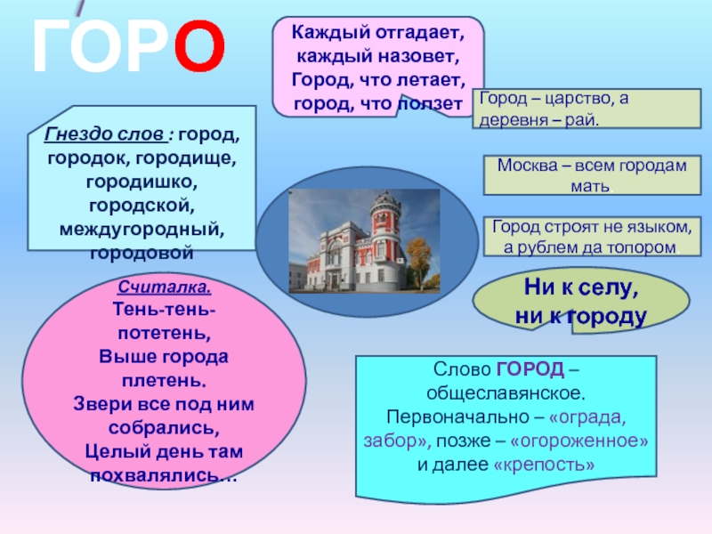 Как называется каждый день одно и тоже. Город словарное слово. Слово город.