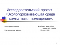 Экологоразвивающая среда комнатного помещения