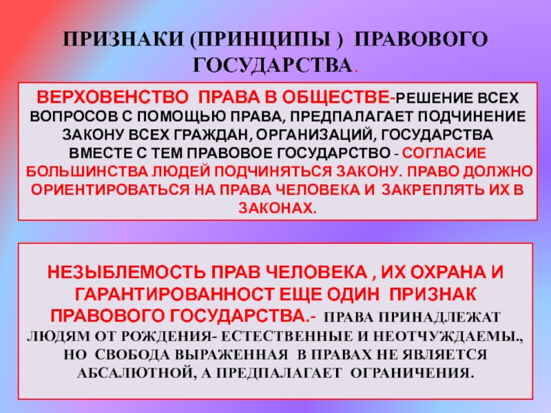 Признаки и принципы республики. Признаки и принципы правового государства.