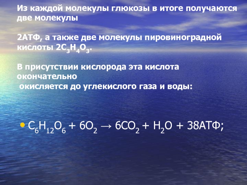 Глюкоза кислород вода энергия