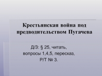 Крестьянская война под предводительством Пугачева