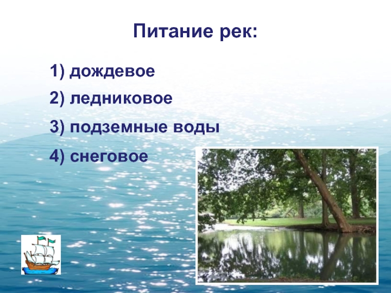 Что такое река 2 класс окружающий мир. Дождевое питание рек. Питание реки подземными водами.