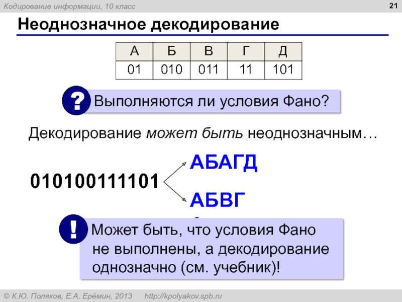 Кодирование и декодирование информации презентация