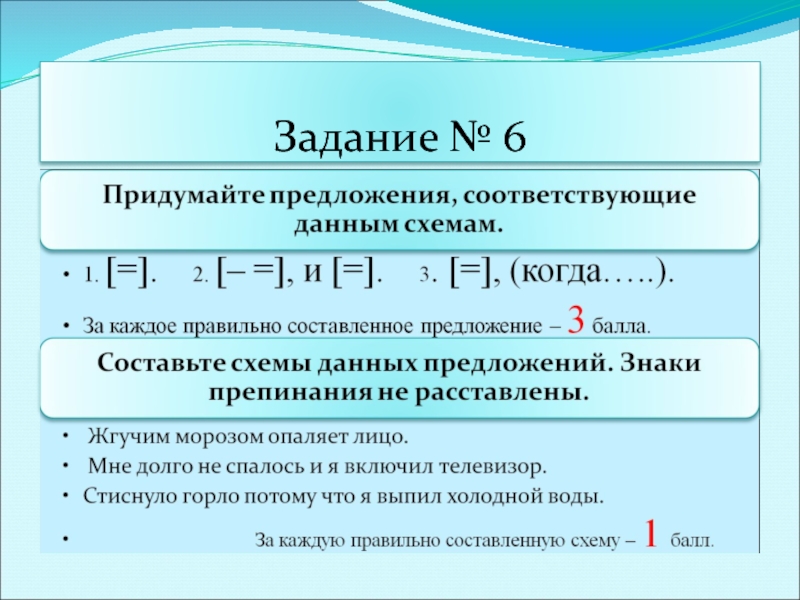 Придумайте предложения соответствующие схемам