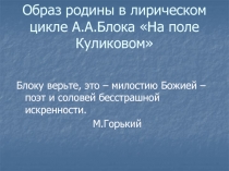 Образ родины в лирическом цикле А.А.Блока На поле Куликовом