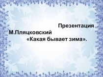 Презентация для урока чтения. Тема. М. Пляцковский. Какая бывает зима.