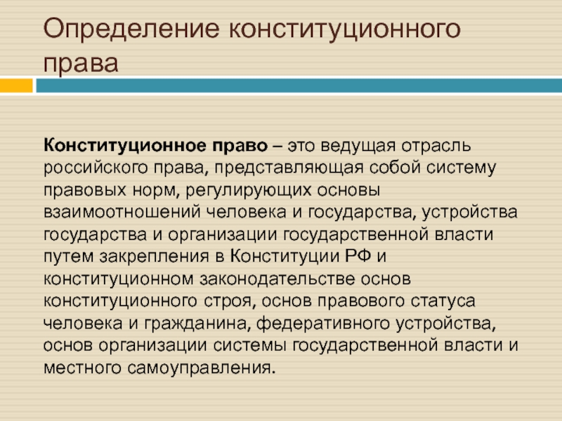 План урока конституционное право как отрасль российского права