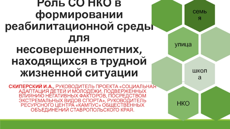 Роль СО НКО в формировании реабилитационной среды для несовершеннолетних,