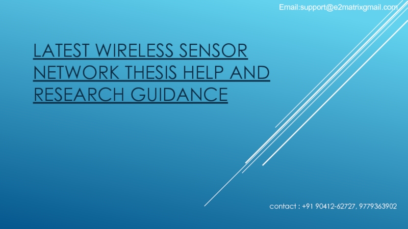 Latest Wireless Sensor Network thesis help and research guidance