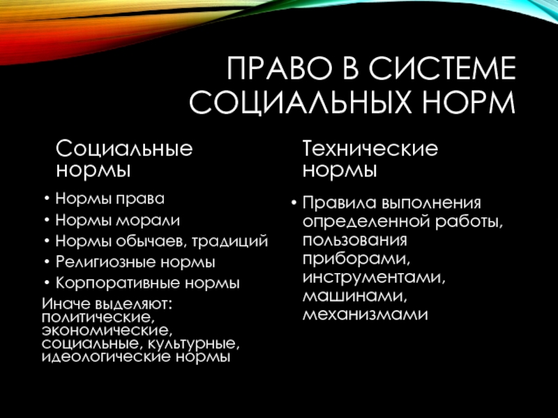 Составьте сложный план позволяющий раскрыть по существу тему право в системе социальных норм