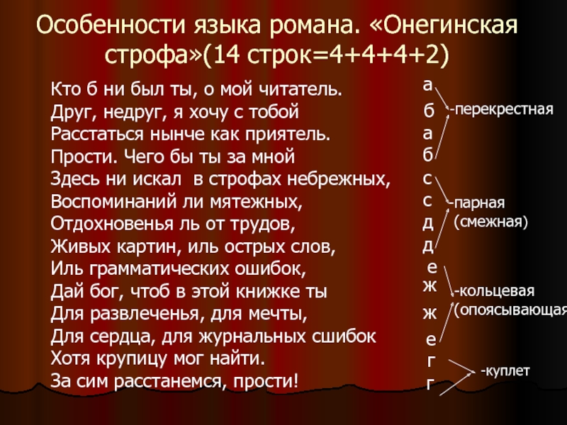 Укажите правильный вариант рифменной схемы онегинской строфы