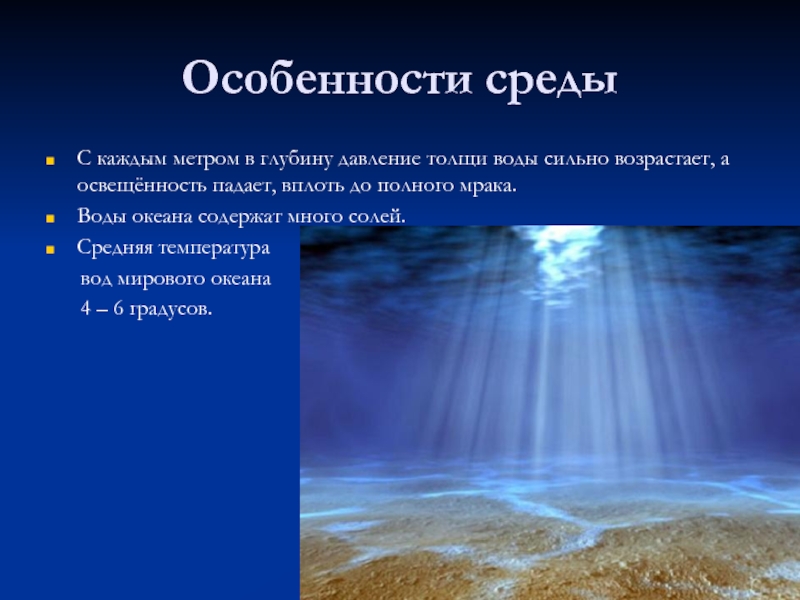 Описание водных. Особенности воды. Свет в водной среде. Освещенность воды. Особенности среды вода.