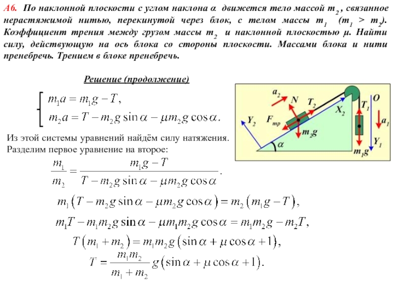 Тело скользит по наклонной