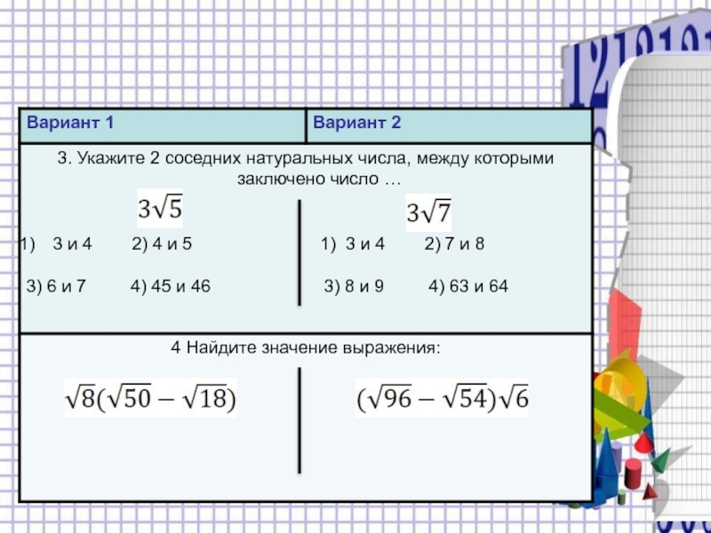 Какое число между 5 6. Найдите значение выражения вариант 1. Укажите два натуральных числа между которыми заключено число. Найти значение между двумя числами. Укажите два натуральных числа между которыми заключено число 3,5.