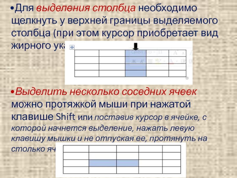 Дайте определение столбца. Выделение столбца это. Для выделения столбца таблицы необходимо. Выделить несколько соседних ячеек можно. Курсор выделения столбца.