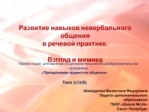 Развитие навыков невербального общения  в речевой практике.   Взгляд и мимика