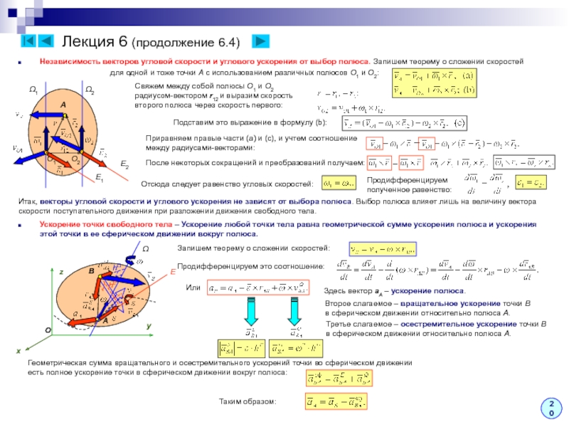 Вектор скорости точки вектор ускорения точки