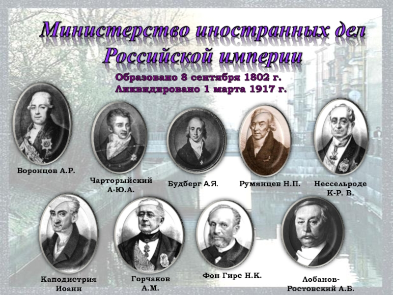 История министерства финансов. Министр иностранных дел при Александре 2. Министр иностранных дел при Александре 1.