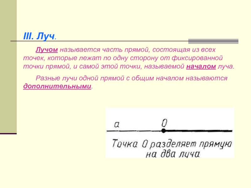 Назвать части прямой