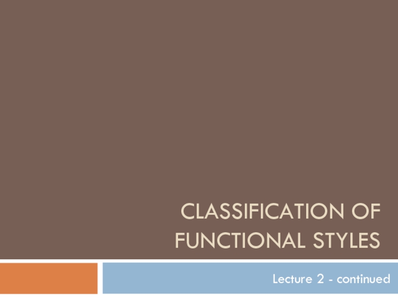 Classification o f functional styles