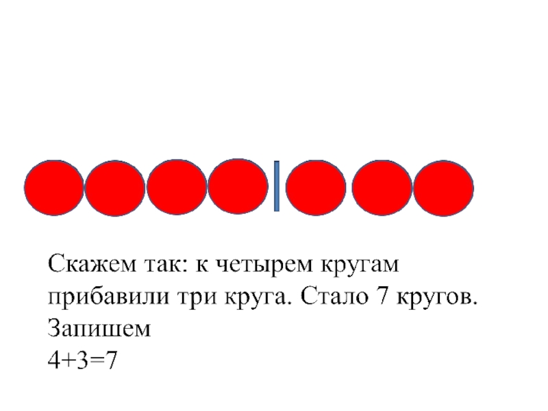 Семь кругов. Рисунок 4 красных и 4 синих круга. 4 Красных и 4 синих круга. 9 Синим кружочкам прибавить 5 красных.