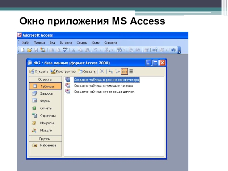 Окно программы MS access. Окно базы данных в аксесс. Окно СУБД MS access. Окно открытой базы данных аксесс.